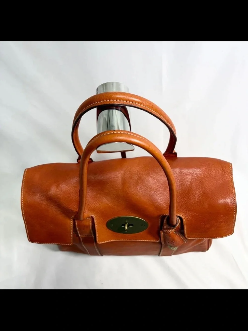 Mulberry Russet Leather Bayswater Satchel with Brass Hardware